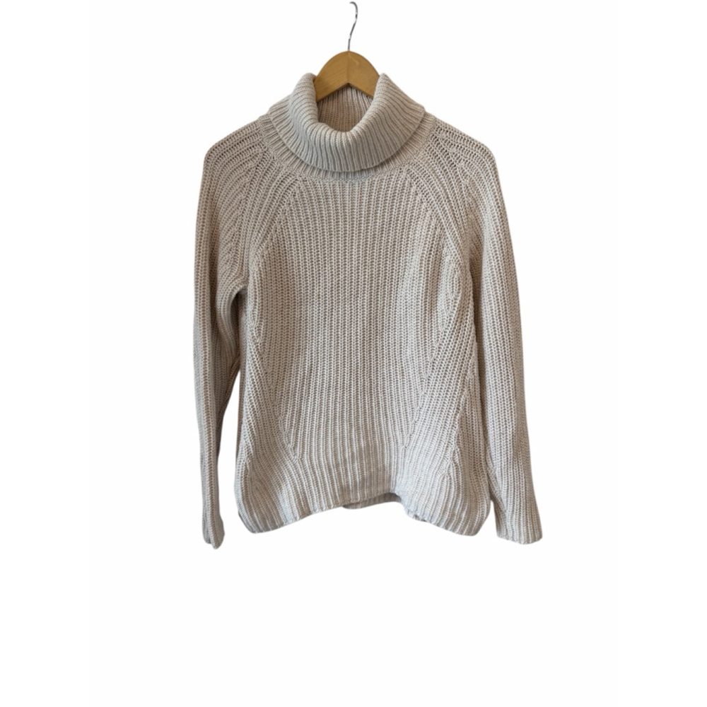 Goodthreads Turtleneck Sweater Womens Medium Chunky Knit Cream Cotton Cozy